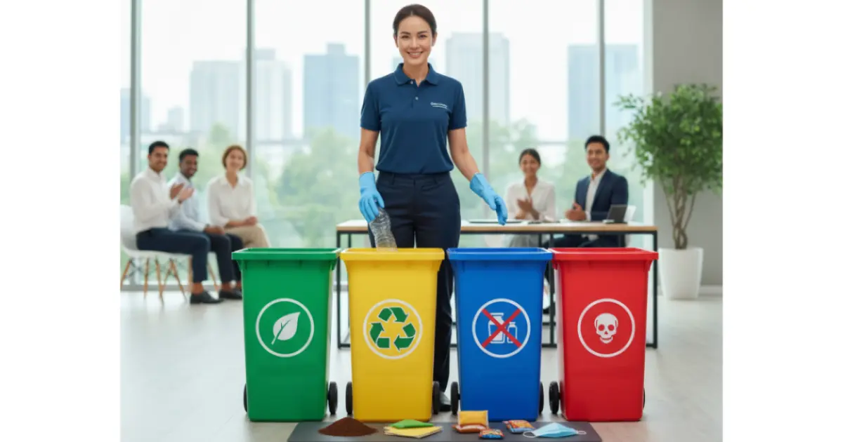 พนักงานทำความสะอาดกับการแยกขยะ 