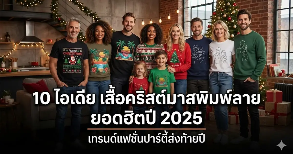10 ไอเดีย เสื้อคริสต์มาสพิมพ์ลาย ยอดฮิตปี 2025 สวย ปัง ไม่ซ้ำใคร รับเทศกาลแห่งความสุข