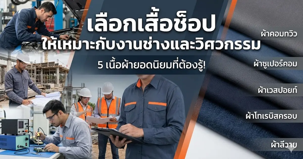 5 เนื้อผ้าเสื้อช็อปยอดนิยม เลือกอย่างไรให้เหมาะกับงานช่าง